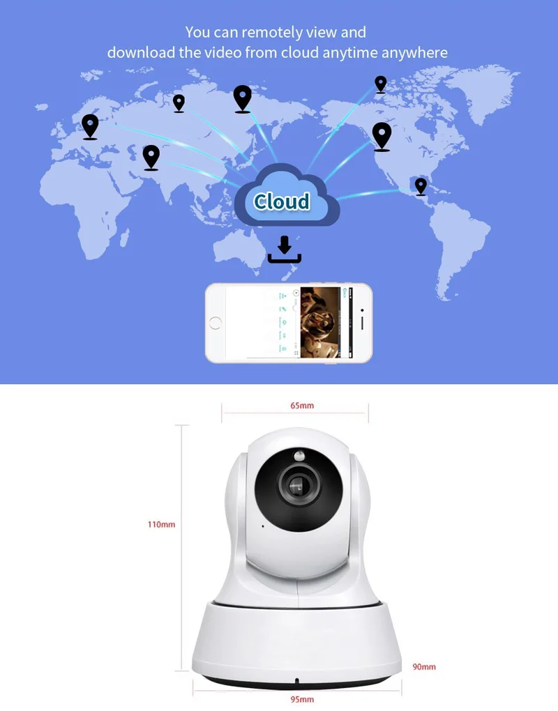 HD 1080P ip-камера Беспроводная камера наблюдения Wifi камера Облачное хранилище ночного видения Двусторонняя голосовая домашняя умная видеоняня