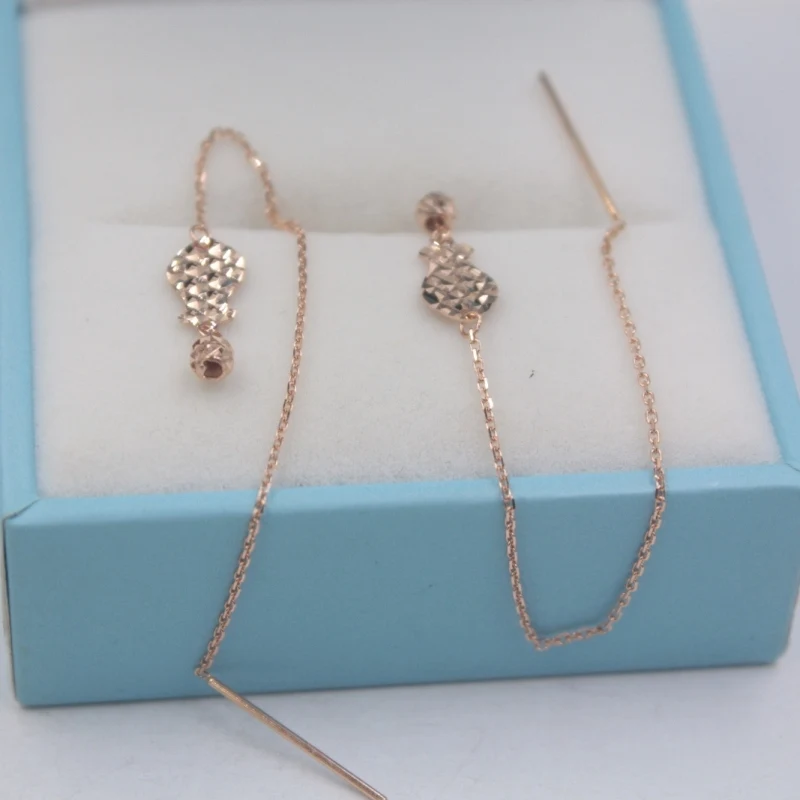 

Solid 18K Rose Gold Dangle Earrings Best Gift Perfect Fish & O Chain Earrings Line 95mmL 0.89g Fine Jewelry