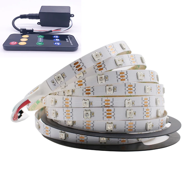 

sp106e Rf music controller and ws2812b/2811 Addressable Chip Rgb5050 Smart Pixel Led Strip waterproof kit 5m DC5/12v