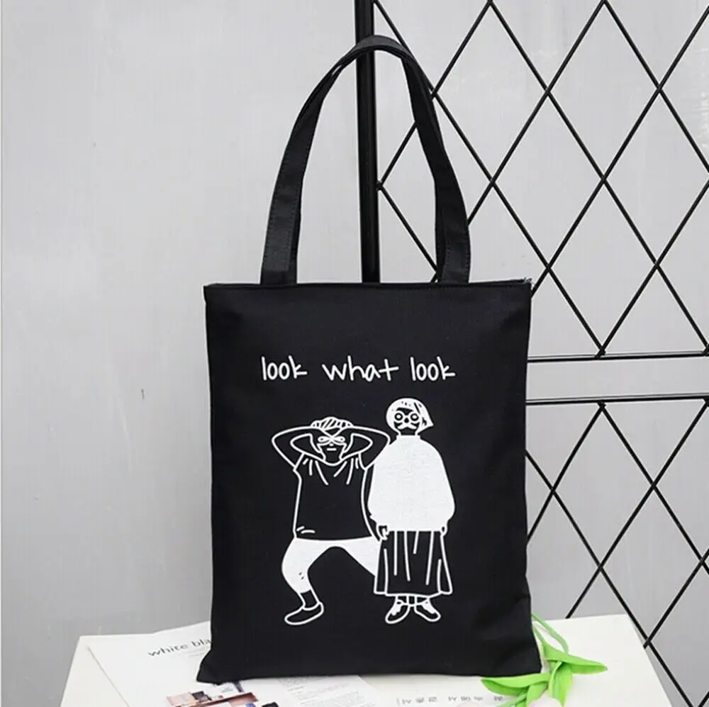 Black whatlook Модная брендовая Новая креативная Женская пляжная сумка через плечо, холщовая летняя сумка для отдыха, сумка для покупок, золотая молния - Цвет: Black whatlook