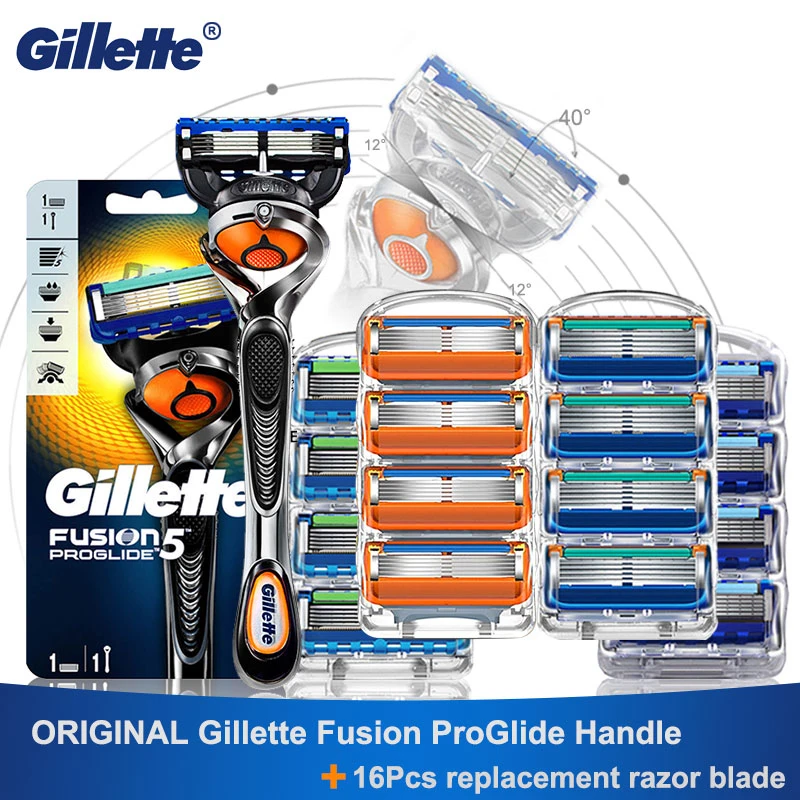 Safety Razor Shave-Set PROGLIDE Gillette Straight Fusion-5 Cassettes Replacebale-Blades