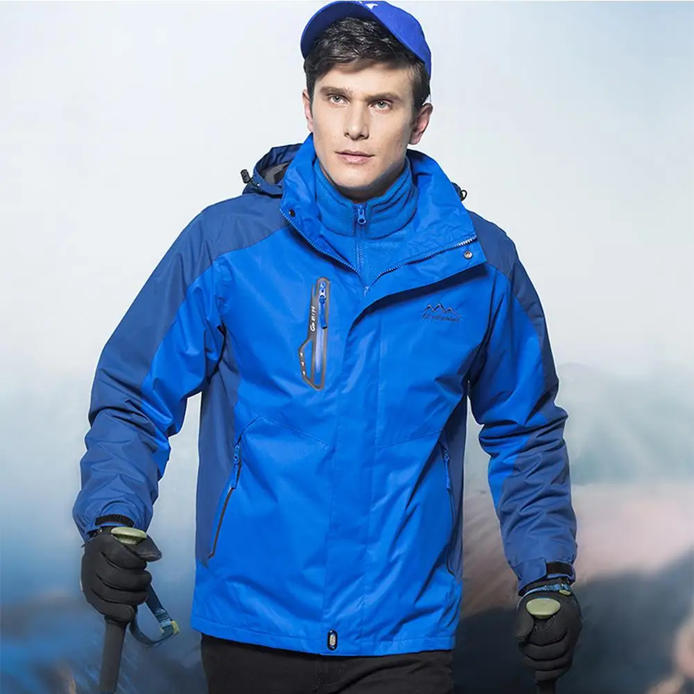 color blue Мужская одежда Yiwa, водонепроницаемая, дышащая, теплая, плотная, для альпинизма, пальто с длинным рукавом, для мальчиков, тонкое пальто, простая одежда - Цвет: color blue