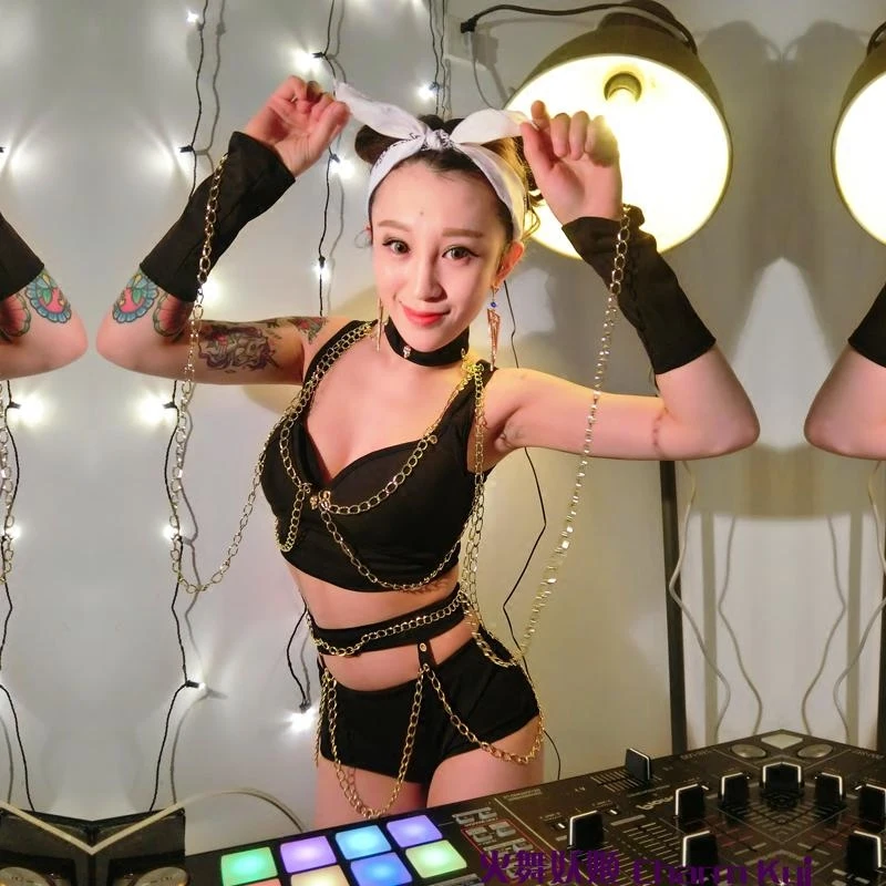 Сексуальные джазовые танцевальные костюмы для женщин, Танцевальная Одежда для танцев на шесте, черная одежда для сцены, танцевальная одежда для ночного клуба, одежда для сцены DC3493