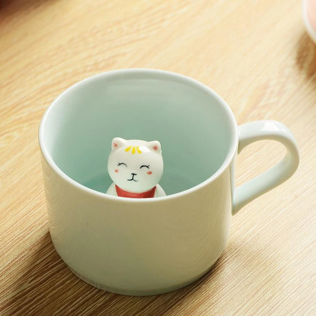 3D Coffee Mug Animal Inside 7 ,Cute Cartoon Handmade Ceramics Cup,Christmas Birthday Surprise for ,Best Office Cups Bunny