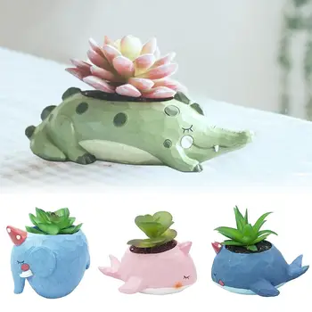 

Creative Flower Pot Cartoon Resin Planters Pots For Flowers Flower Desktop Macetas Home Garden Succulent Flower Pot
