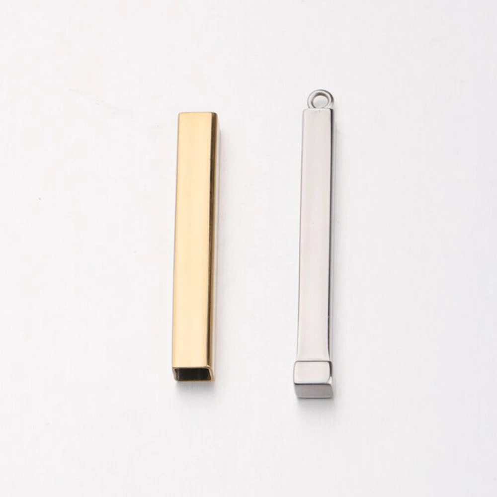 2021 Fashion  Mirror polished stainless steel baby box small hanging pendant charms Bar Necklace Jewelry Making Findings 5 Color