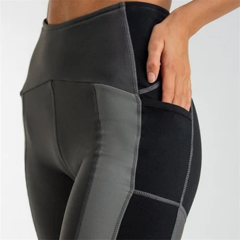 

2019 NEW High Waist Fitness Leggings Women Workout Push Up Legging Fashion Pocket Patchwork Jeggings Women Stretch Trouser Pants
