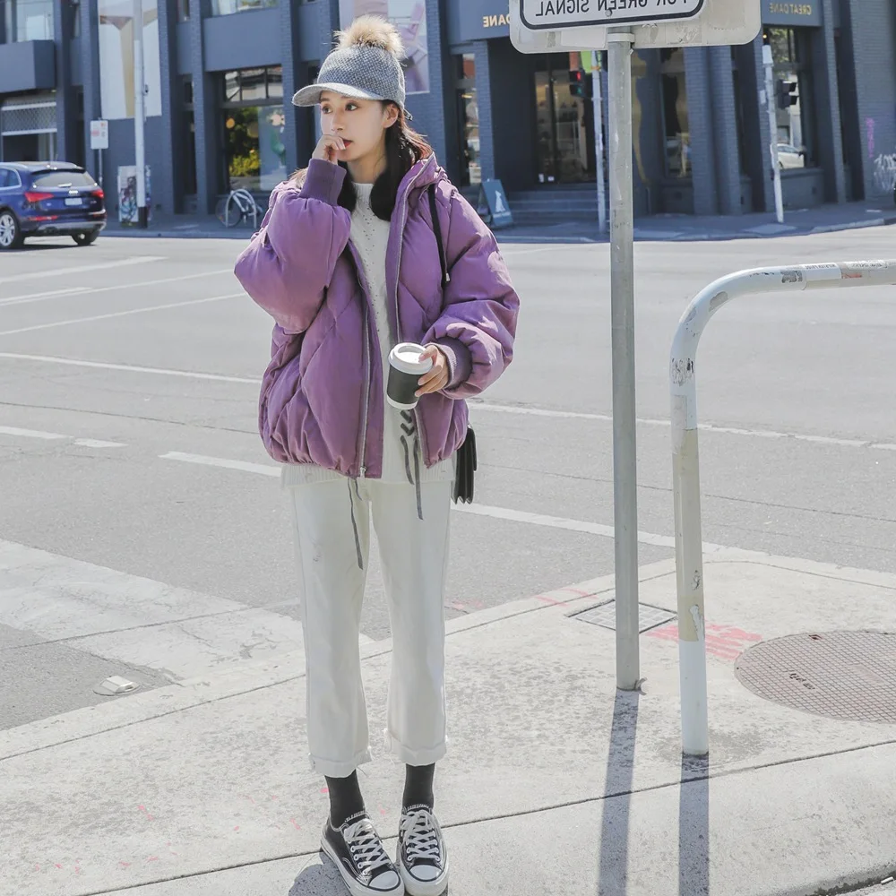 

Down Coat Photo Shoot 2018 Winter New Style Korean-style WOMEN'S Wadded Jacket Coat Retro CHIC-Style Short Hooded Cotton-padded