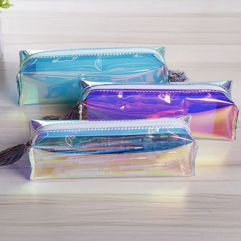 

Laser Tassel PVC Pencil Case Large Capacity School Student Pencil Bag Cosmetic Bag Pencil Pouch Cute Pen Box School Stationery