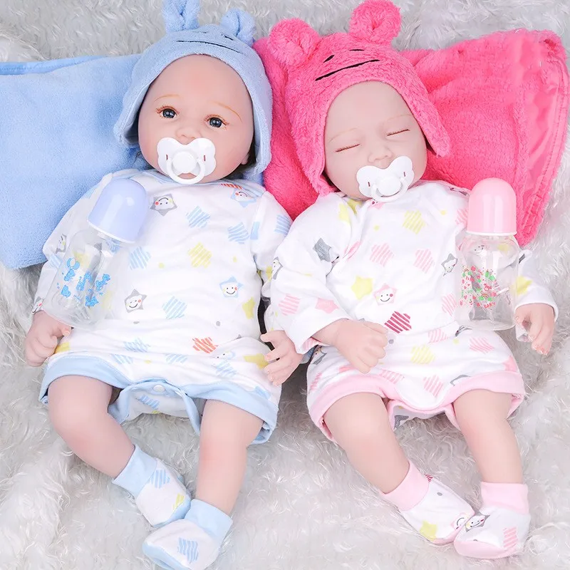 55 см розовый/синий Rebron Baby Lovely Big Eyes моделирование детских кукол силиконовый Reborn Baby моделирование кукла мягкая для детей Подарки