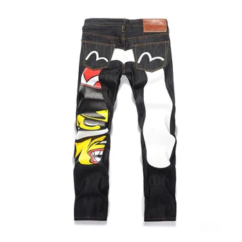 

2020 New Authentic Evisu Trend Fashion Men Pants Jeans Straight Print Leisure Printing Mid Waist Top Quality Men's Trousers