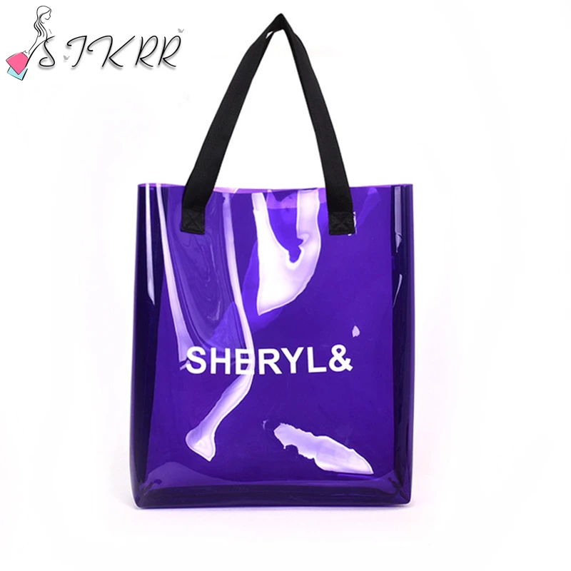 clear purple bag