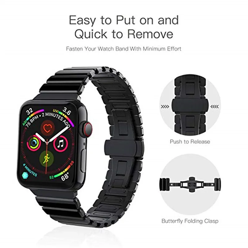 Для мужчин, металл, Бизнес ремешок для apple watch band 44/40/42/38 мм Нержавеющая сталь Спортивная петля ремешок браслет для наручных часов iwatch серии 4 3 2 1