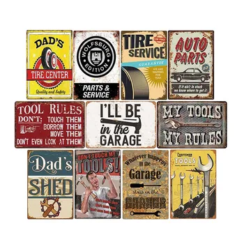 

Garage Tool Rules Signs Vintage Metal Tin Plates Plaque Retro Wall Art Bar Pub Garage Decorative Home Decor 20*30 cm