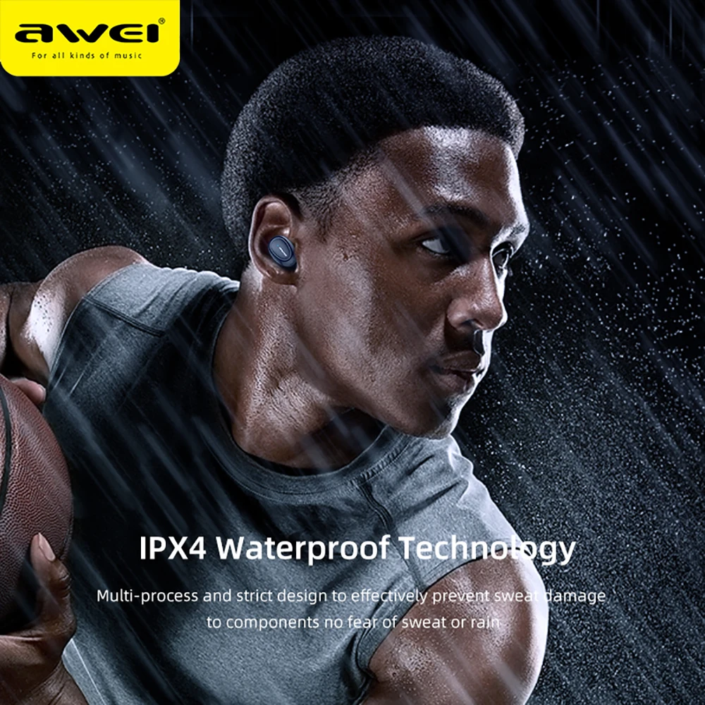 AWEI T16 TWS Ear buds Wireless Charging Earphones Auto Connect Bluetooth Headphone for Xiaomi Redmi Huawei iPhone