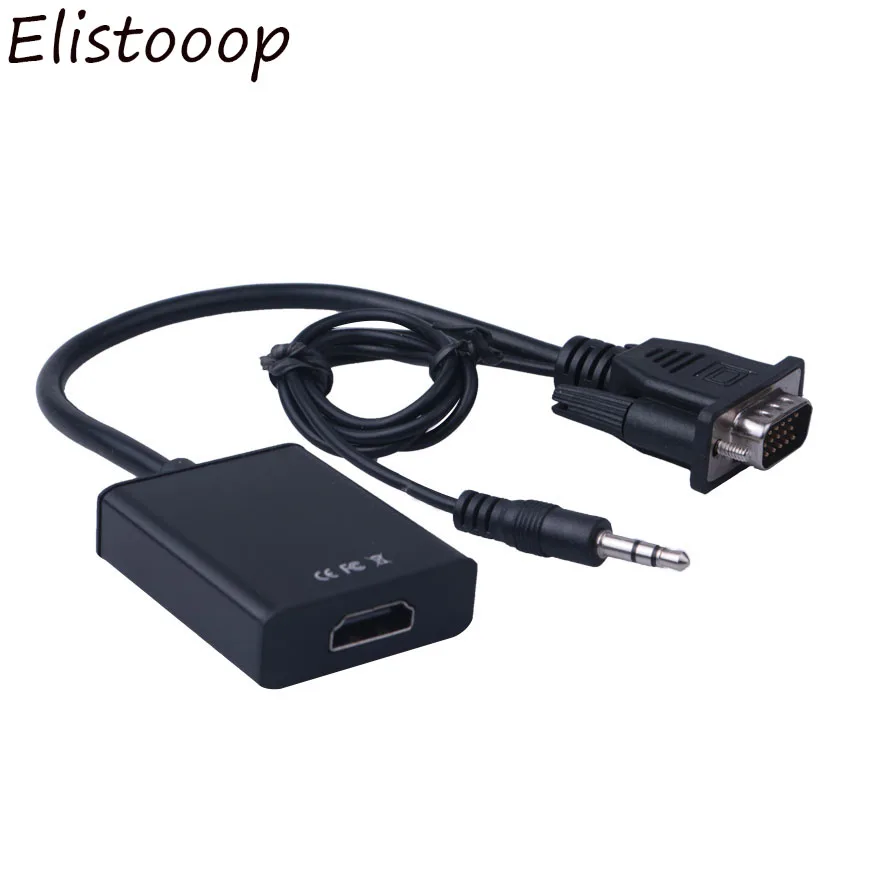 

Elistooop VGA Male to HDMI Female Converter Adapter Cable With Audio Output 1080P VGA HDMI Adapter for PC laptop to HDTV Project