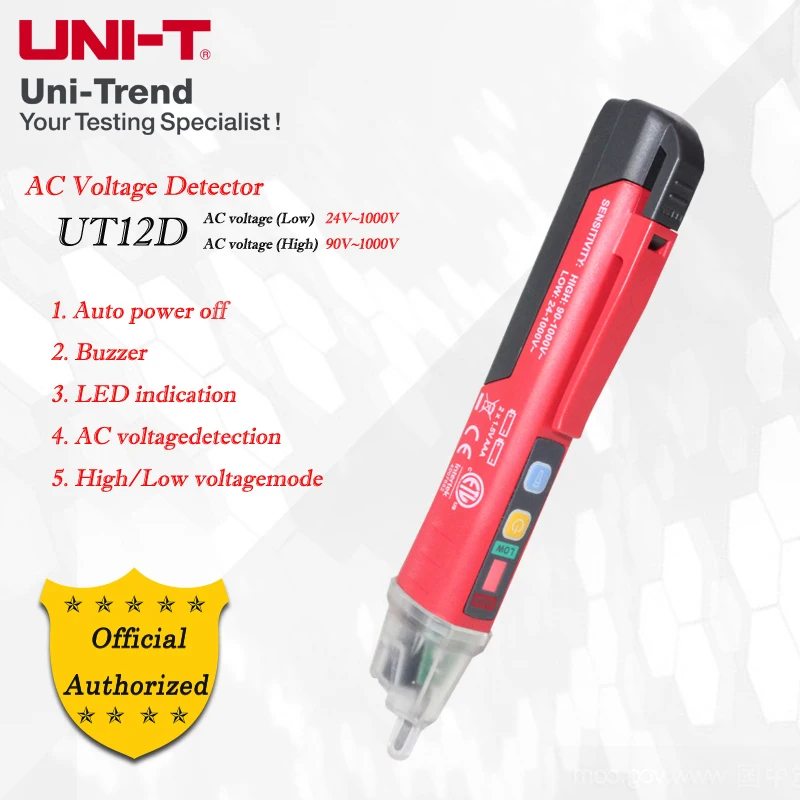 UNI-T UT12E, UT12M детектор напряжения переменного тока UT12D; Регулируемый чувствительный Бесконтактный умный тест карандаш/IP67 ЗАЩИТА - Цвет: UT12D(24-1000V)
