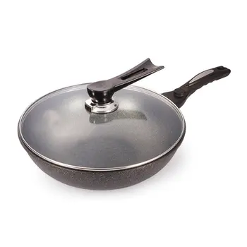 

30CM Home Kitchen Cookware Universal No Oil-smoke Fry Pan Home Kitchen Metal Iron Anti-hot Handle Steak Frying Pan