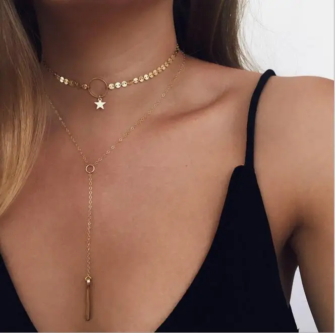 Boho женское золотое серебряное ожерелье-чокер в виде звезды collana Kolye Bijoux Collares Mujer gargantilha Collier женские ожерелья в подарок - Окраска металла: YQYN007