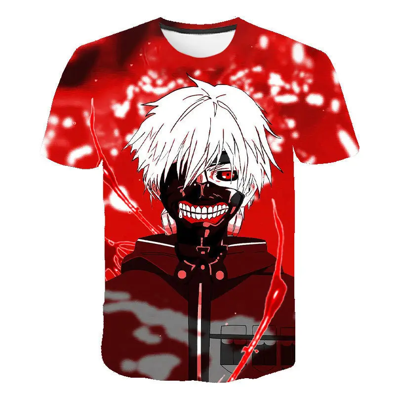 Funny T shirts Tokyo Ghoul T-shirt Men fashion T-shirts 3d Graffiti Tshirt Printed Japan Tshirts Casual Blood Anime Clothes