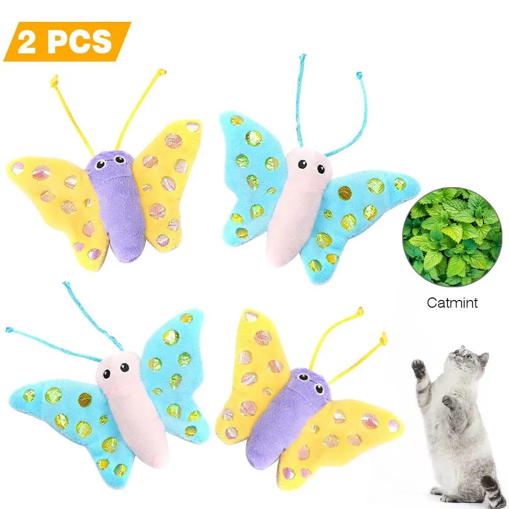 

2PCS Butterfly-shaped Cat Toy Catnip Toy Interactive Catnip Toy Cat Plush Squeaky Toy For Cats Teeth Cleaning