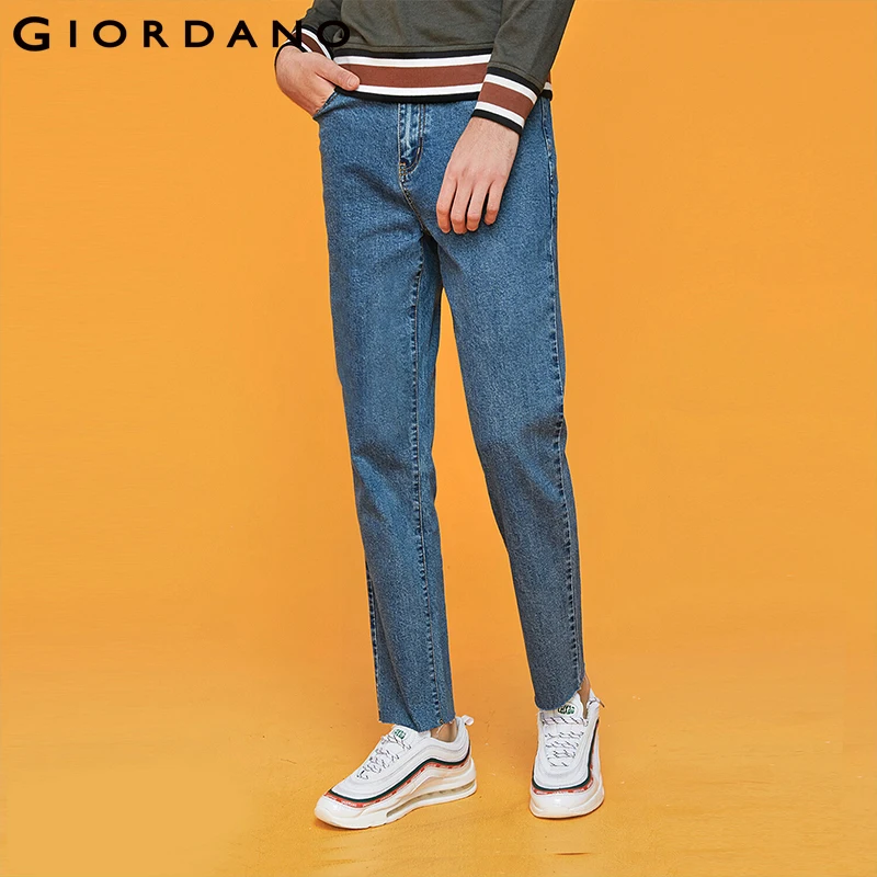 

Giordano Men Thickened Denim Jeans Washed Design Mid rise Denim Men Jeans Five Pockets Durable Quality Pants Hombre 01119092