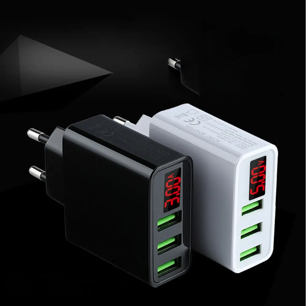 

USB Charger Fast Charging LED Display EU US 3 Port 3A Mobile Phone USB Charger Wall Charger for IPhone Samsung Huawei Xiaomi LG
