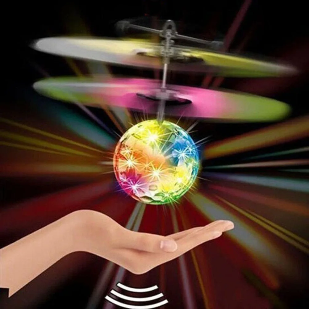 Fliegende Kugel Hubschrauber Kristall LED-Licht Infrarotsensor Kinder Spielzeug 