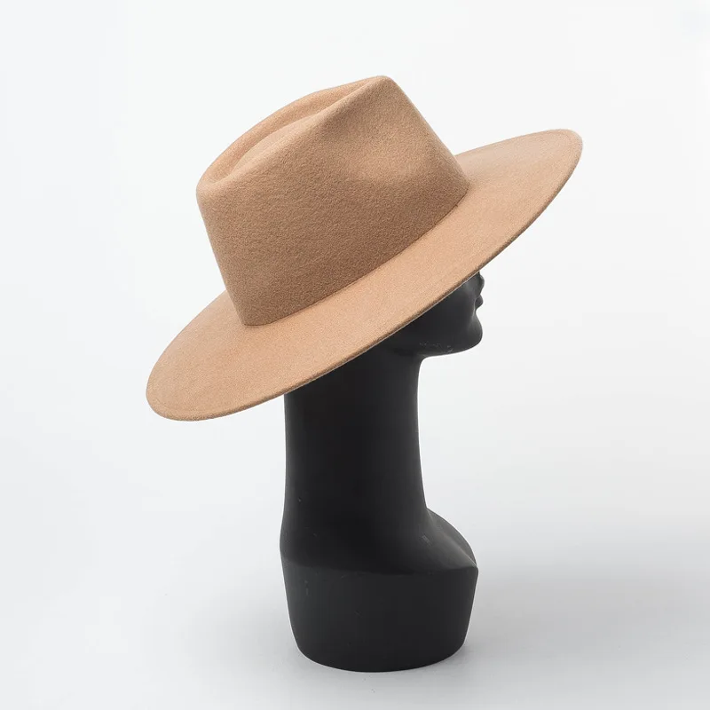 Осенняя и зимняя Фетровая Шляпа Fedora большая шляпа бренда Gorra шерстяная шляпа большая джазовая шляпа Женская плоская фетровая шляпа мужская шерстяная фетровая шляпа