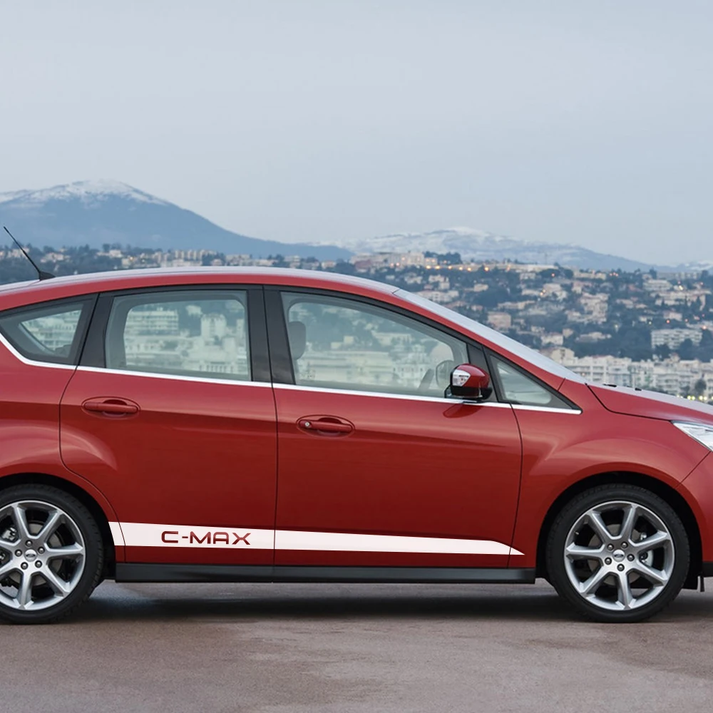 2 шт., автомобильные наклейки с полосками на дверь автомобиля для Ford C-MAX, виниловая пленка для автомобиля, наклейки для спортивного стайлинга, аксессуары для тюнинга автомобиля