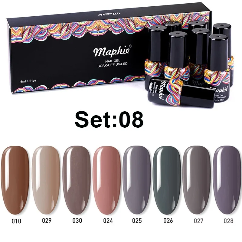 6 Maphie, 8 шт./лот, набор гель-лаков для ногтей, долговечный цветной гель, впитывающий УФ/светодиодный, с подарочной коробкой, термальный гель для изменения цвета - Цвет: 6