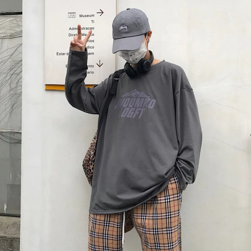 Xian 297 shenhui Harajuku/женская футболка с длинным рукавом в стиле хип-хоп, Ulzzang, футболки в Корейском стиле с буквенным принтом, осенние модные черно-белые топы для девочек - Цвет: Xian 297 shenhui