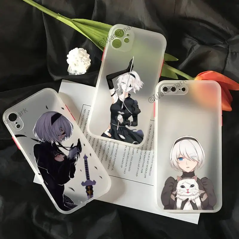 Чехол для телефона Nier Automata 2b IPhone 11 12 Pro Max Xs Xr X 8 7 Plus белый матовый полупрозрачный