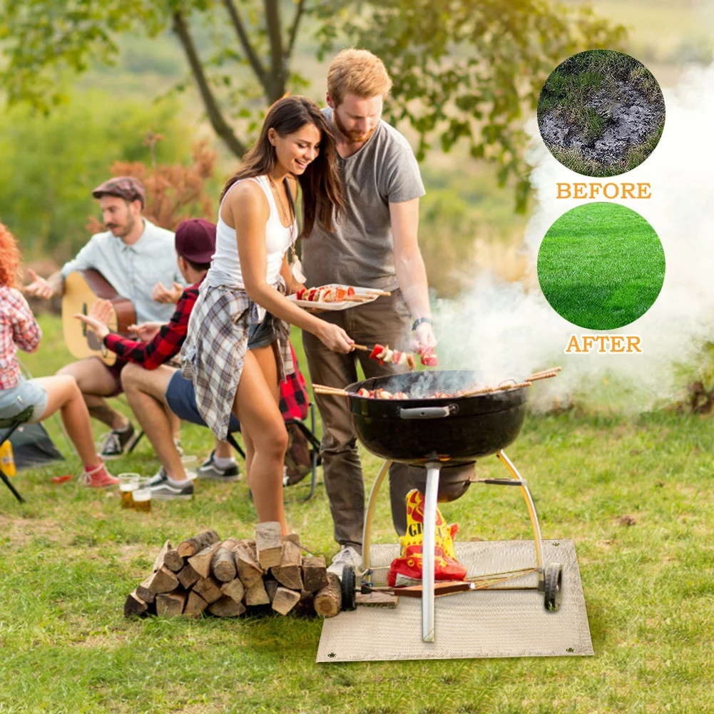 Camping Fireproof Cloth Flame Retardant Insulation Mat Blanket Glass Coated Heat Insulation Pad Outdoors Picnic Barbecue