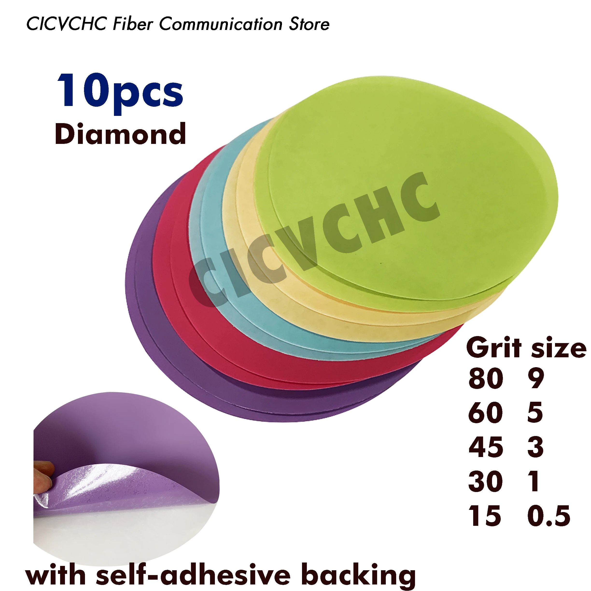 10pcs Diamond Polishing Film with self-adhesive backing, 127mm, long life  0.5µm to, 80µm