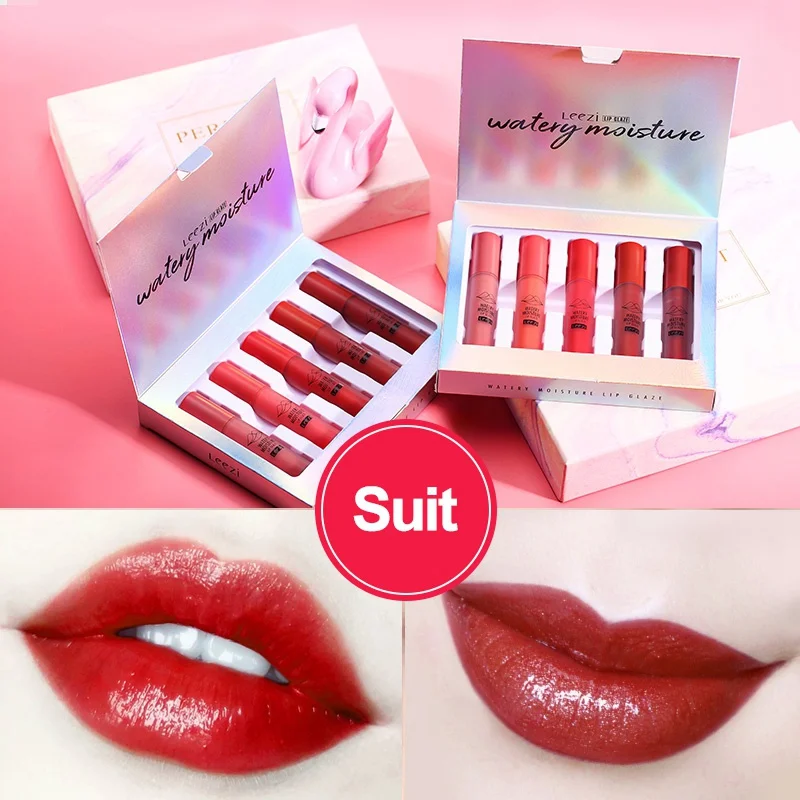 Be A Confident Woman 5 Colors/Set Matte Vevet Liquid Waterproof Velvet Lipstick Long Lasting Lip Gloss Cosmetics