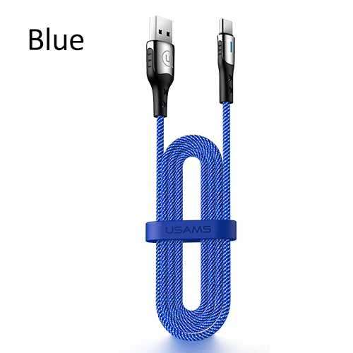 Blue USAMS type C usb-кабель 5A кабель быстрой зарядки type-C кабель быстрой зарядки USB C провод шнур для huawei P30 P20 Mate20 Pro OPPO кабель для передачи данных - Цвет: Blue