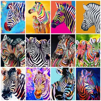 

AZQSD Unframe Zebra DIY Painting By Numbers Kit Animals Coloring By Numbers Acrylic Canvas Painting For Home Art Gift 40x50cm