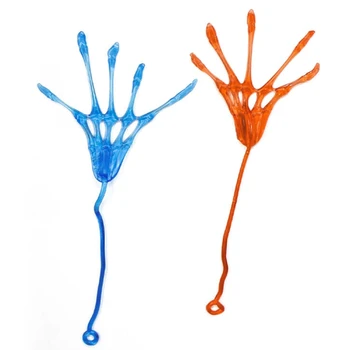 

10 Pcs Stretchy Skeleton Palm Sticky Hands Sensory Bendable Toy Kids Birthday Bag Pinata Filler Party Favors for Halloween Gift