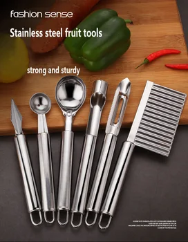 

Stainless steel kitchen gadget set fruit knife coring device carving knife watermelon digging ball spoon potato peeling knife