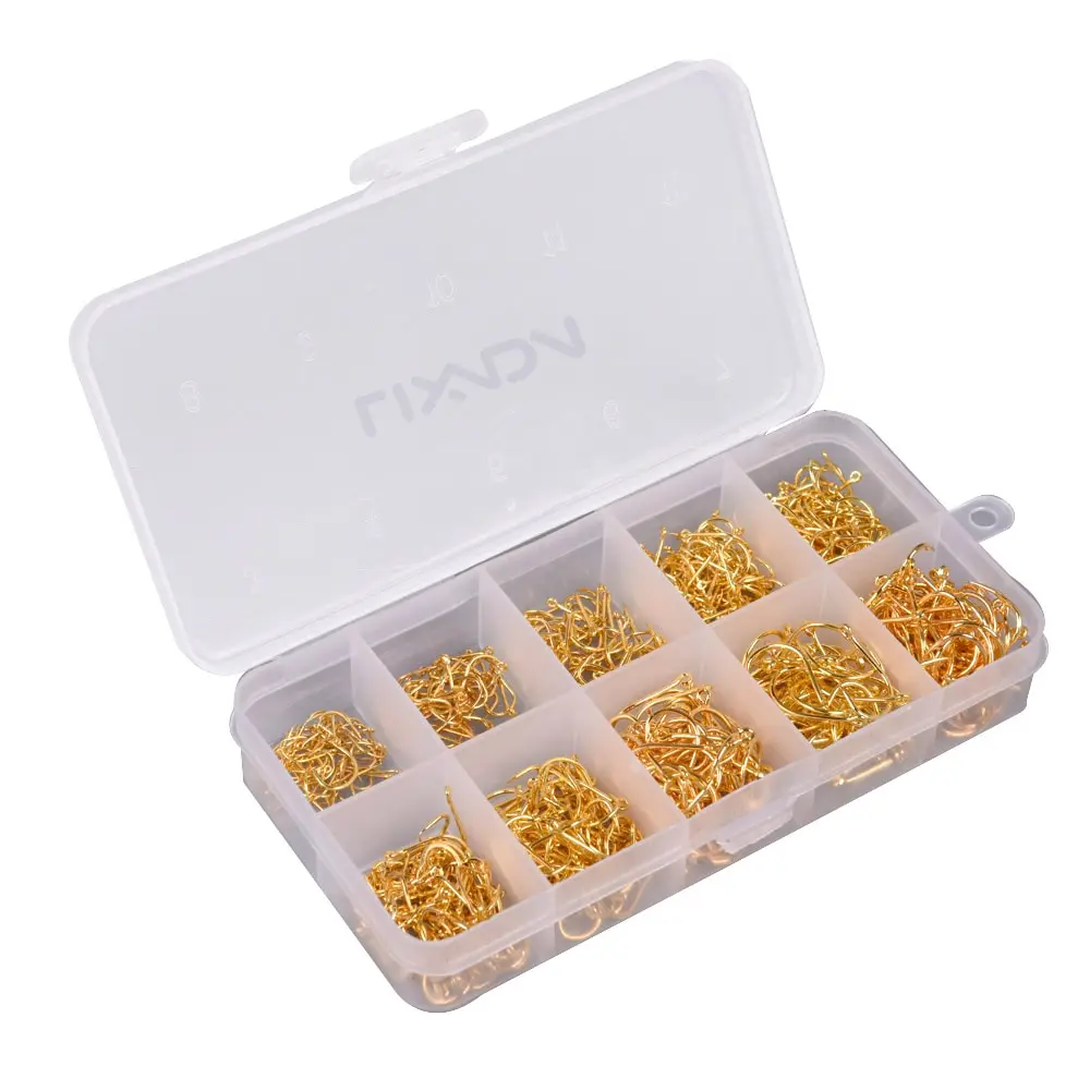 

Lixada Fishing Hooks 600pcs Fish Jig Hooks with Hole Fishing Tackle Box 3# -12# 10 Sizes Carbon Steel Carp Fishing Hook Set
