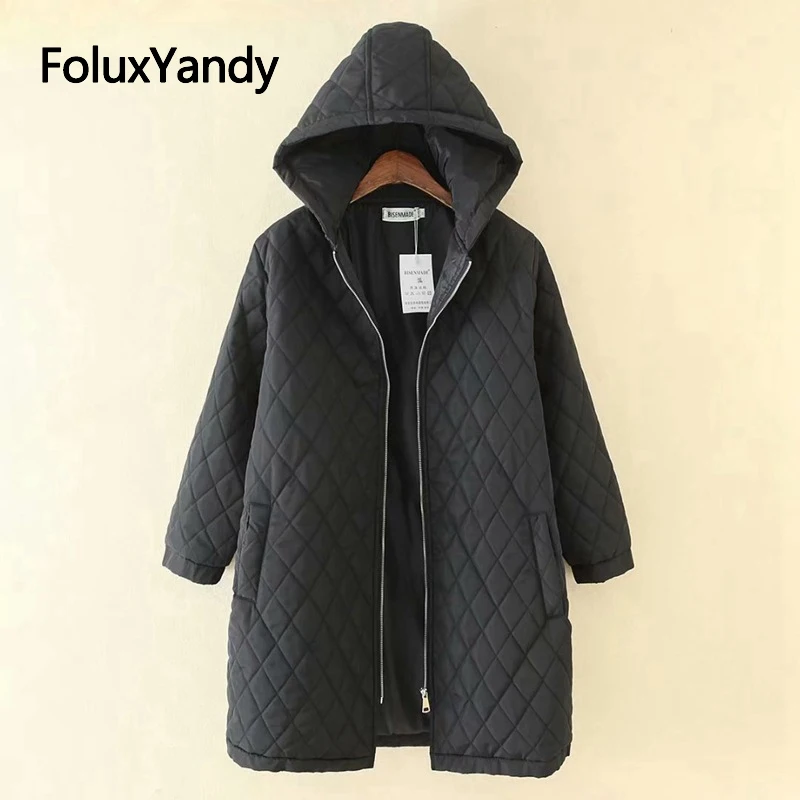 

2019 new hooded plus size winter coat women black parka women coat warm loose zipper three quarter sleeves 4XL 5XL KKFY4010