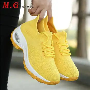 

Air Cushion Womens Shoes Platform Sneakers for Women 2020 Sock Casual Shoe Female Slip-on Summer Shoes Ladies Mesh Trainers C74