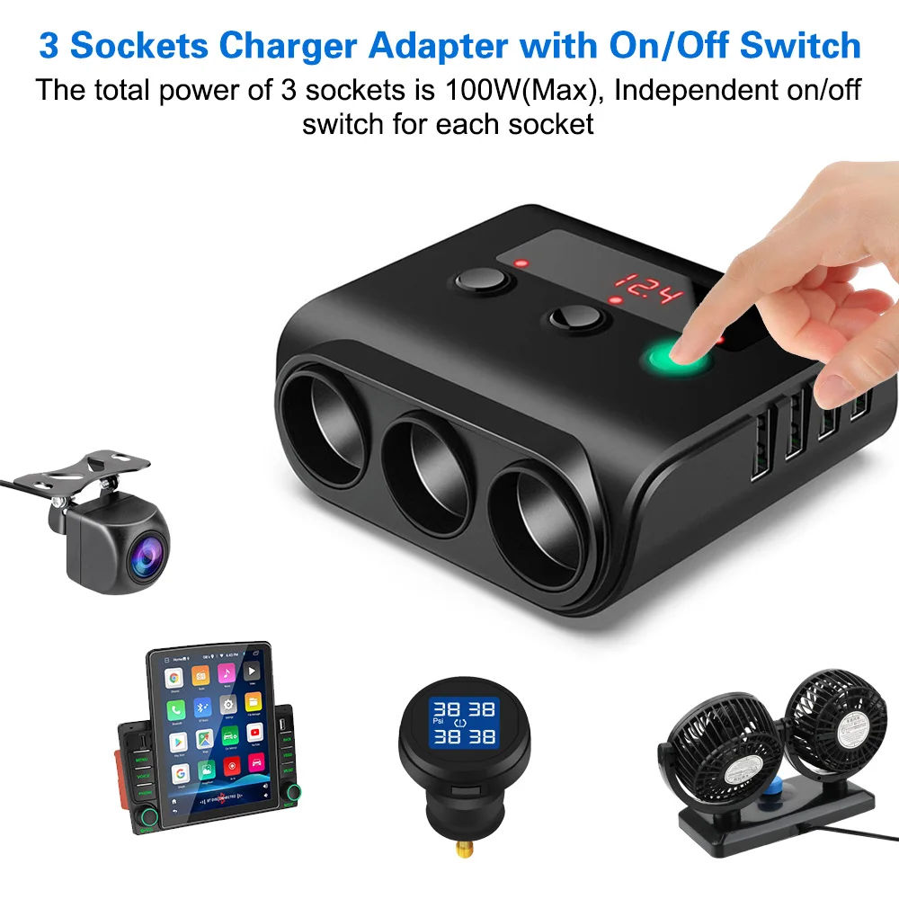 SUPERONE - Splitter per accendisigari, 180 W, 2 prese, adattatore per accendisigari con doppia QC3.0 e 20 W PD USB C, splitter per auto, per GPS, Dash Cam, laptop, iPad, iPhone 12/11/X/8/7