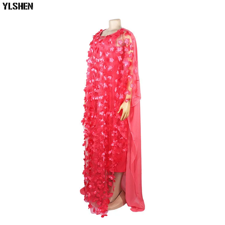 African Dresses for Women 2019 New Style African Clothes Bazin Fashion Lace Floral Boubou Robe Africain Dashiki Party Long Dress 12