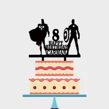 Персонализированные Топпер для торта «С Днем Рождения» на заказ имя возраст мультфильм Супермен торт Топпер для детей день рождения украшения торта 043