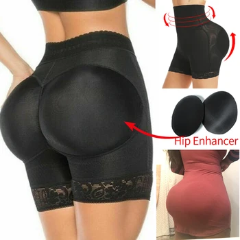 Womens Padded Shapewear Hip Enhancer Shorts High Waist Body Shaper Buttocks Pad Panties Butt Lifter Booty Waist Trainer Control 1