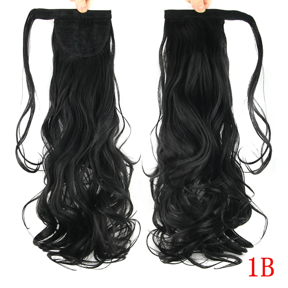 Curly 1B Soowee длинные прямые высокотемпературные синтетические волосы для наращивания блонд конский хвост волосы шнурок конские хвосты - Цвет: Curly 1B
