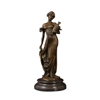 

European bronze art decor bronze lady with vase statue sculpture