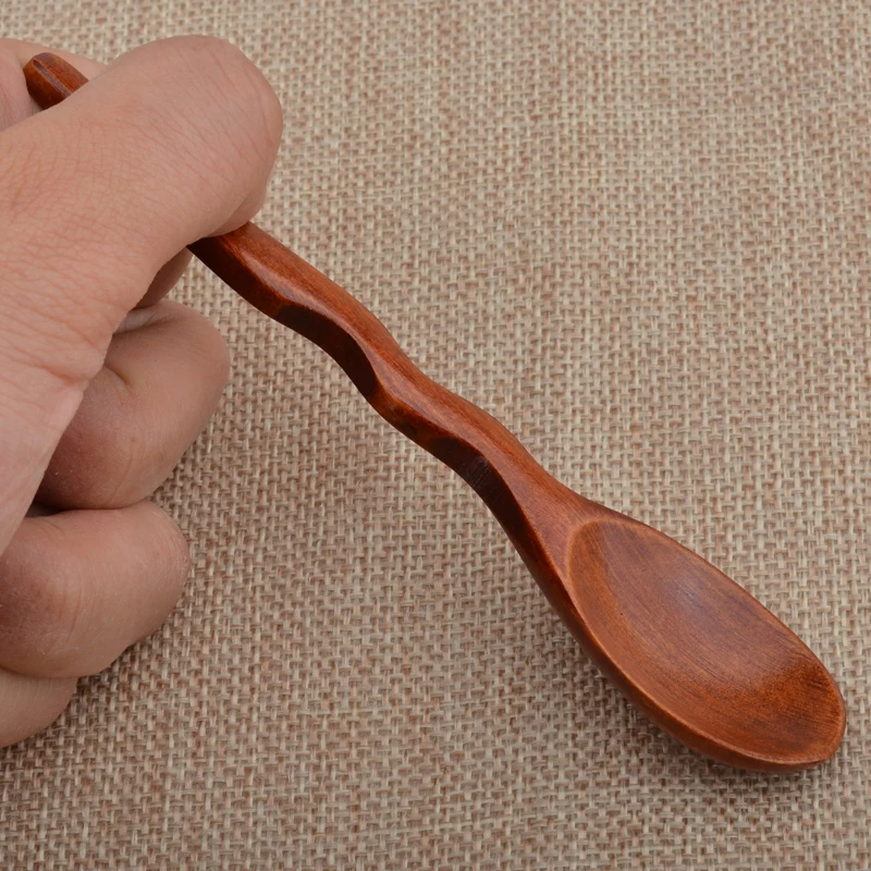 OBR кривая форма длинная деревянная ложка японский стиль дерево ручка для